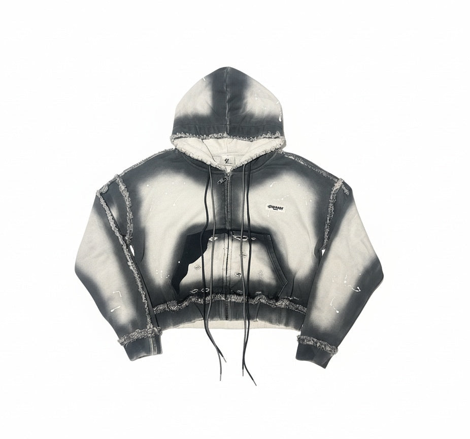 Distressed Zip Hoodie