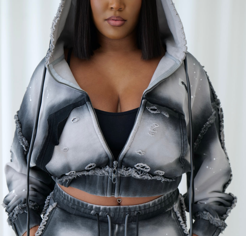 Distressed Zip Hoodie