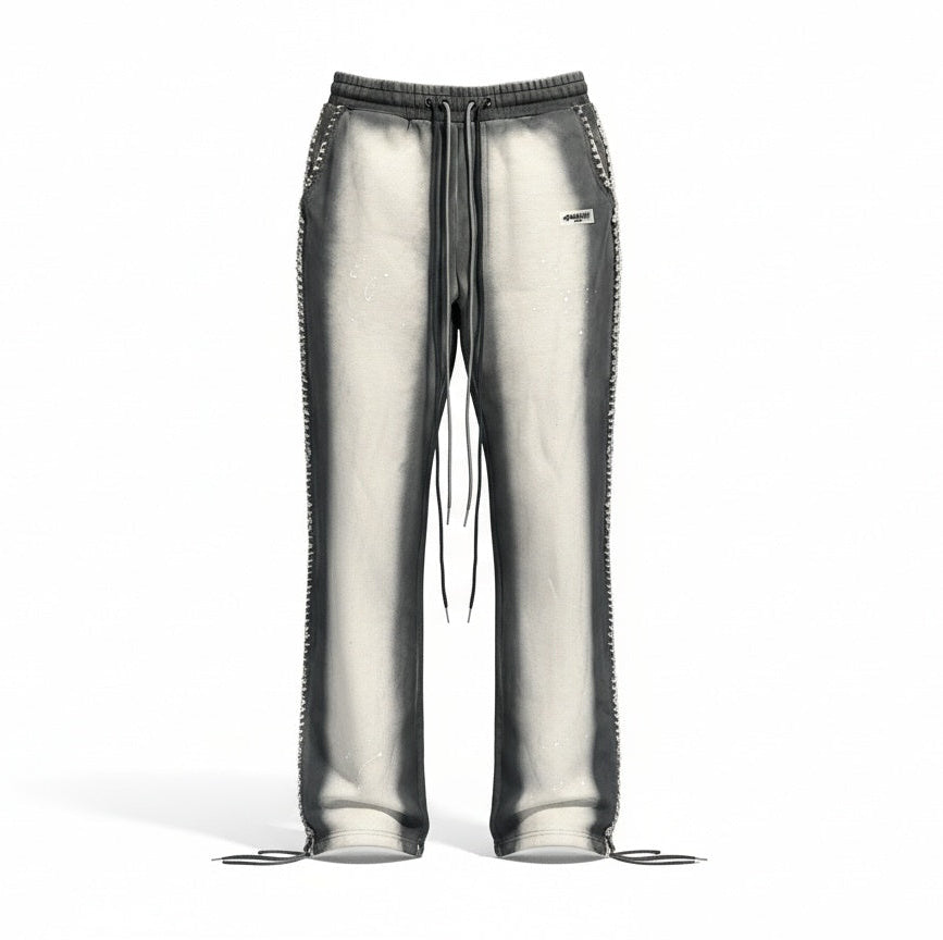 Distressed Drawstring Track Bottoms