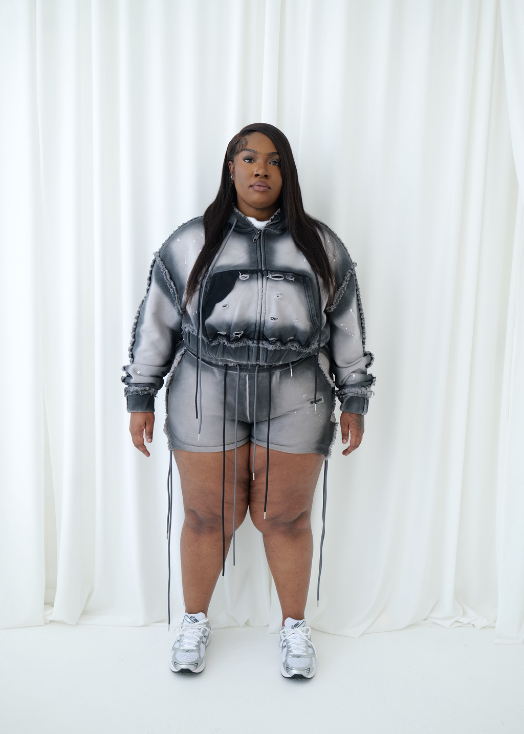 Distressed Drawstring Shorts