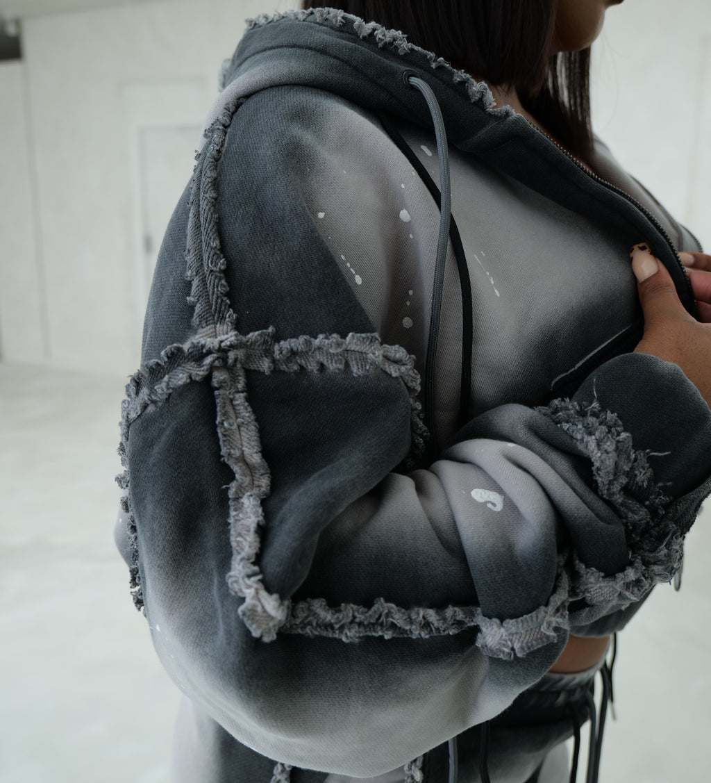 Distressed Zip Hoodie